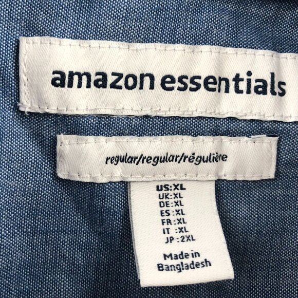 Essentials Mens Shirt Size XL Chambray Long Sleeve Button Up Casual Blue - Picture 3 of 12